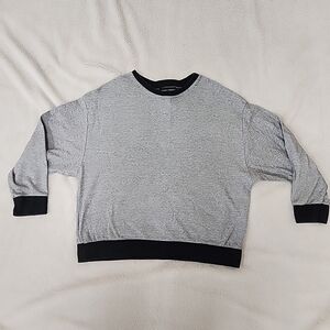 Margaux Lonnberg Paris Cropped Cotton Crew Neck Sweater Black White Size Medium